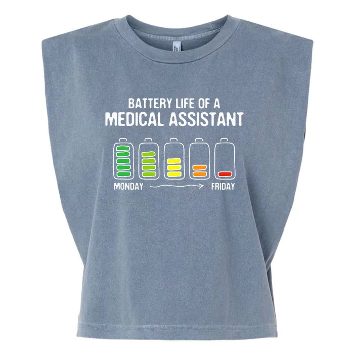 Battery Life of a Medical Assistant Funny CMA Joke Garment-Dyed Women's Muscle Tee