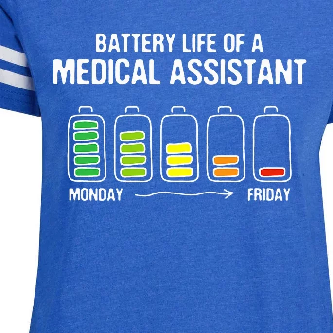 Battery Life of a Medical Assistant Funny CMA Joke Enza Ladies Jersey Football T-Shirt