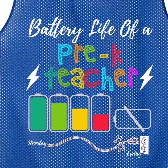 Battery Life Of Preschool Teacher Funny Pregiftk Teacher School Gift Mesh Reversible Basketball Jersey Tank