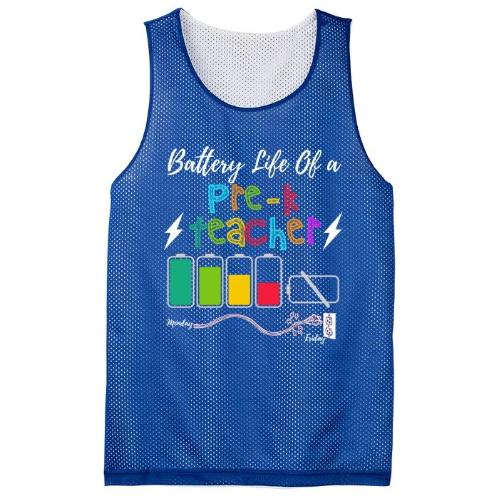 Battery Life Of Preschool Teacher Funny Pregiftk Teacher School Gift Mesh Reversible Basketball Jersey Tank