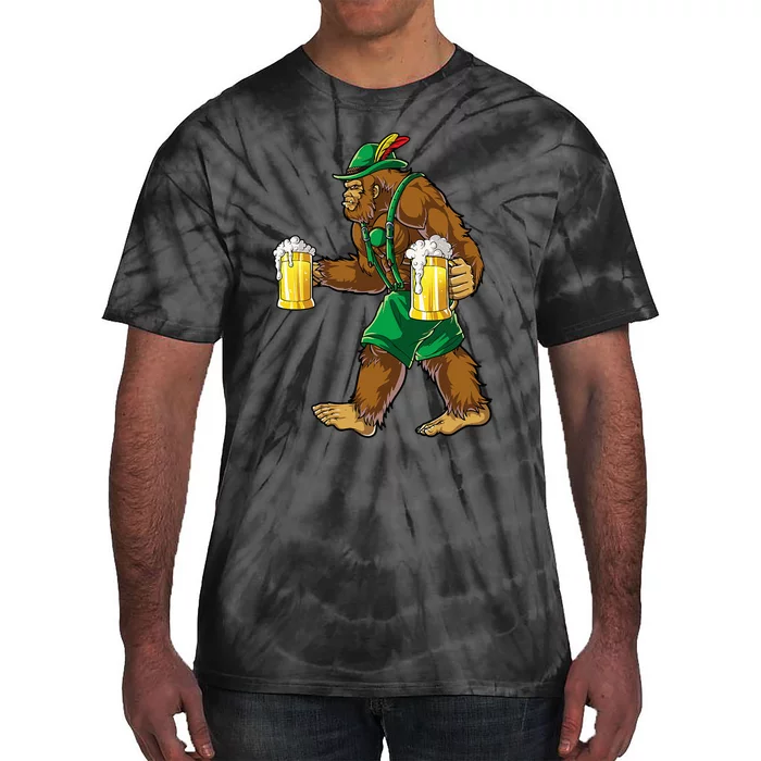 Bigfoot Lederhosen Oktoberfest Prost Beer Mug Tie-Dye T-Shirt