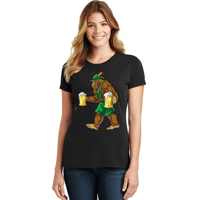 Bigfoot Lederhosen Oktoberfest Prost Beer Mug Women's T-Shirt