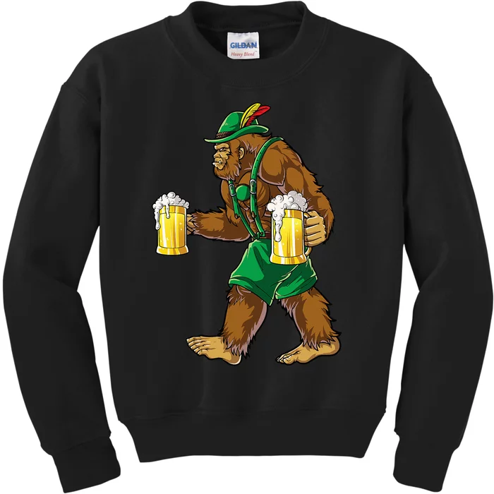 Bigfoot Lederhosen Oktoberfest Prost Beer Mug Kids Sweatshirt