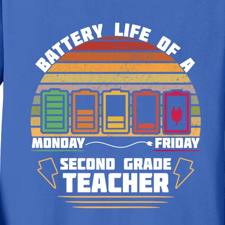 Battery Life Of Second Grade Teacher Funny Meaningful Gift Kids Long Sleeve Shirt