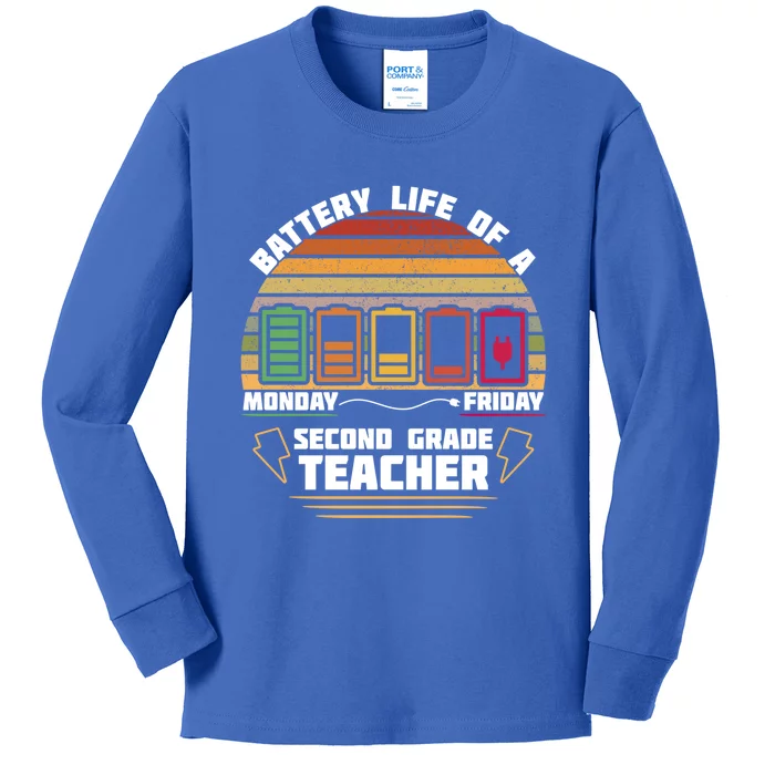 Battery Life Of Second Grade Teacher Funny Meaningful Gift Kids Long Sleeve Shirt