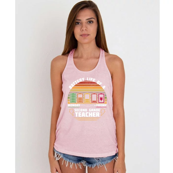 Battery Life Of Second Grade Teacher Funny Meaningful Gift Women's Knotted Racerback Tank