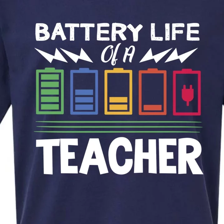 Battery Life Of Teacher Back To School For A Students Gift Sueded Cloud Jersey T-Shirt