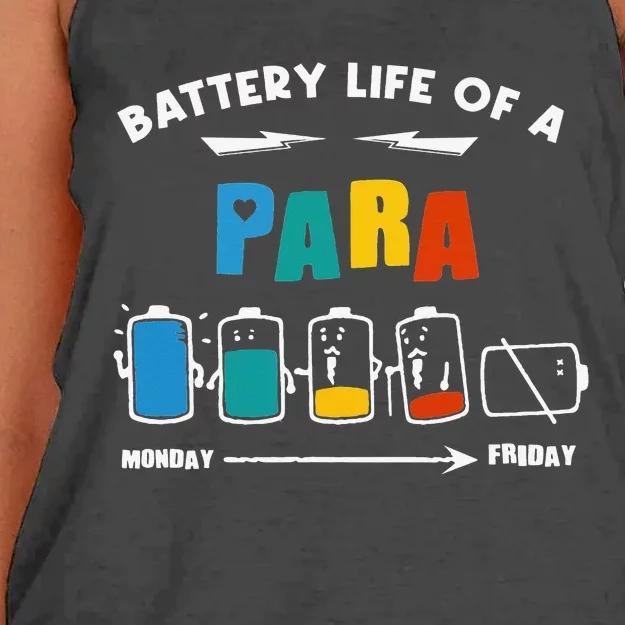 Battery Life Of a Paraprofessional Funny Para Para Teacher Women's Knotted Racerback Tank