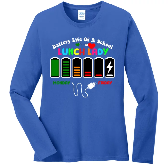 Battery Life Of A School Lunch Lady Cafeteria Worker Funny Gift Ladies Long Sleeve Shirt