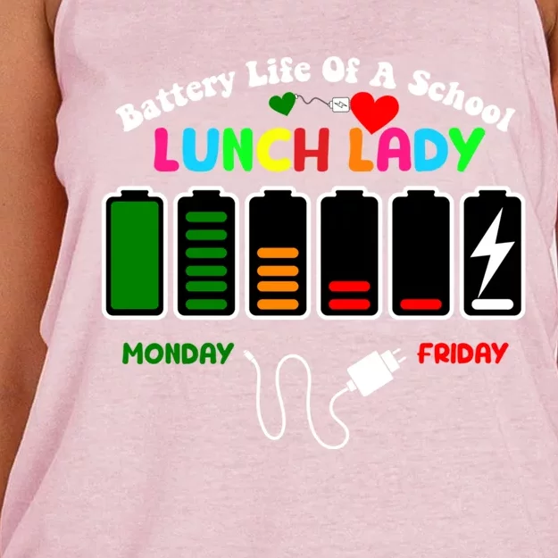 Battery Life Of A School Lunch Lady Cafeteria Worker Funny Gift Women's Knotted Racerback Tank