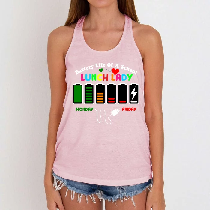 Battery Life Of A School Lunch Lady Cafeteria Worker Funny Gift Women's Knotted Racerback Tank