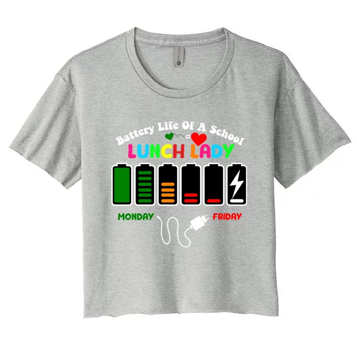 Battery Life Of A School Lunch Lady Cafeteria Worker Funny Gift Women's Crop Top Tee