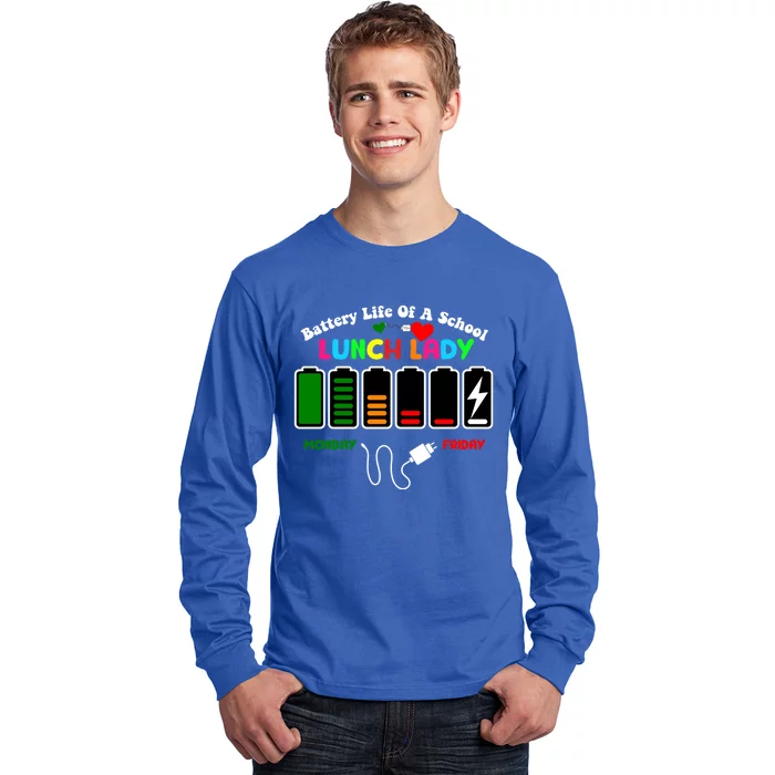 Battery Life Of A School Lunch Lady Cafeteria Worker Funny Gift Long Sleeve Shirt