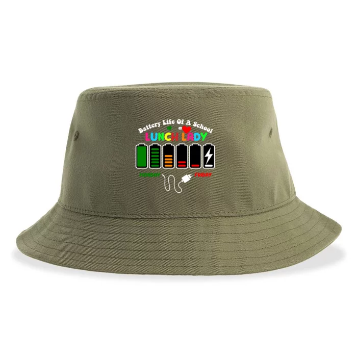 Battery Life Of A School Lunch Lady Cafeteria Worker Funny Gift Sustainable Bucket Hat