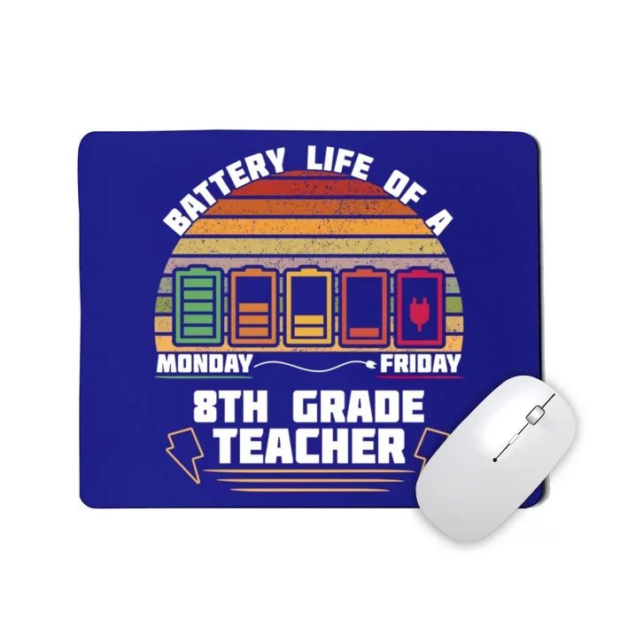 Battery Life Of A 8th Grade Teacher Funny Funny Gift Mousepad