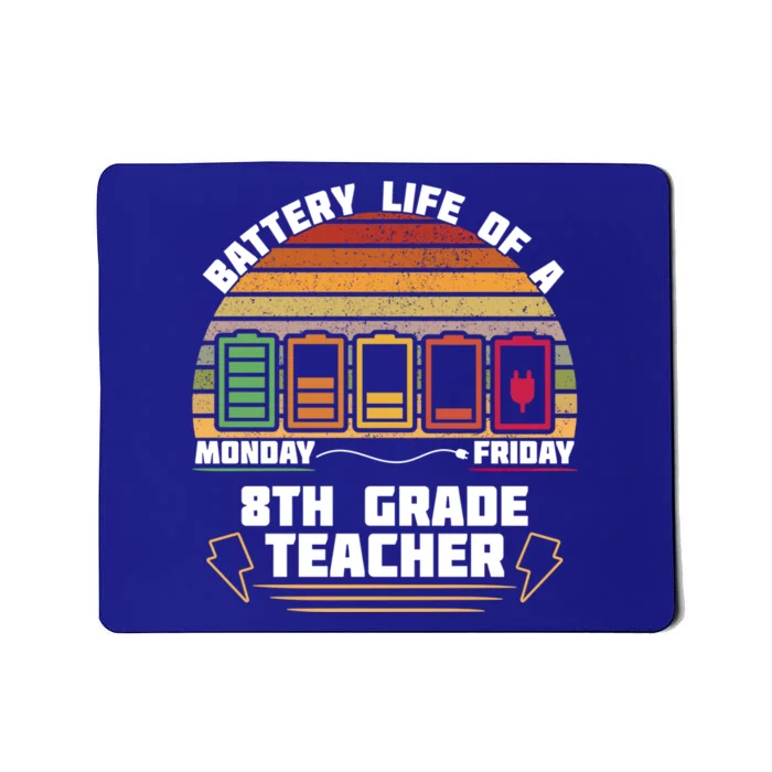 Battery Life Of A 8th Grade Teacher Funny Funny Gift Mousepad