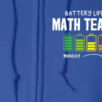 Battery Life Of A Math Teacher Coworker Algebra Teacher Gift Full Zip Hoodie