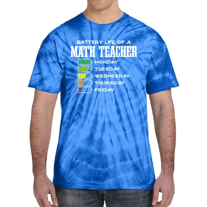 Battery Life Of A Math Teacher Employee Algebra Teacher Gift Tie-Dye T-Shirt