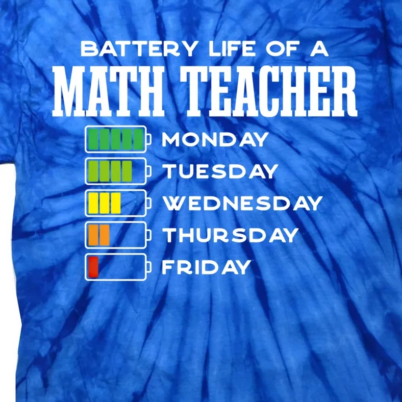 Battery Life Of A Math Teacher Employee Algebra Teacher Gift Tie-Dye T-Shirt