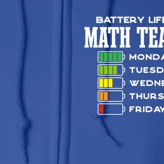 Battery Life Of A Math Teacher Employee Algebra Teacher Gift Full Zip Hoodie