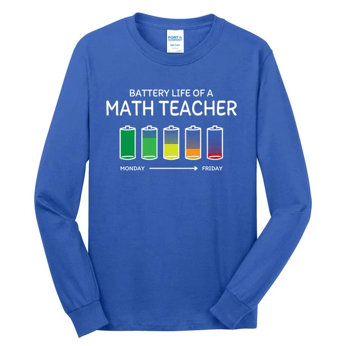 Battery Life Of A Math Teacher Friends Algebra Teacher Buddy Gift Tall Long Sleeve T-Shirt