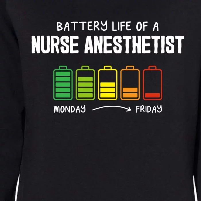 Battery Life Of A Nurse Anesthetist Coworker Crna Colleague Gift Womens California Wash Sweatshirt