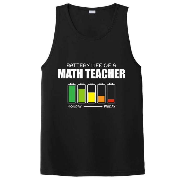 Battery Life Of A Math Teacher Introvert Algebra Teacher Funny Gift Performance Tank