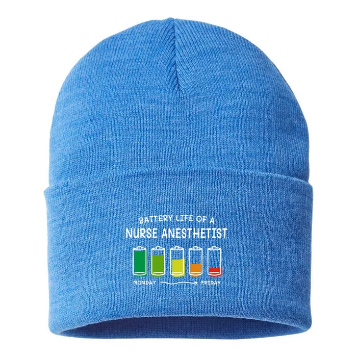 Battery Life Of A Nurse Anesthetist Professional Crna Career Cute Gift Sustainable Knit Beanie