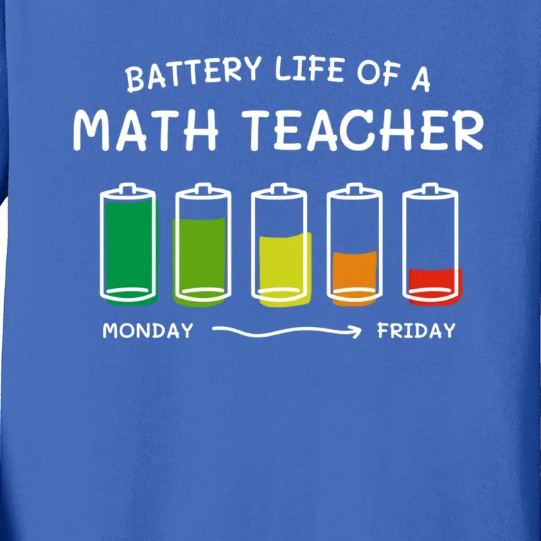 Battery Life Of A Math Teacher Professional Algebra Teacher Cool Gift Kids Long Sleeve Shirt