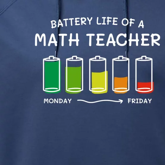 Battery Life Of A Math Teacher Professional Algebra Teacher Cool Gift Performance Fleece Hoodie