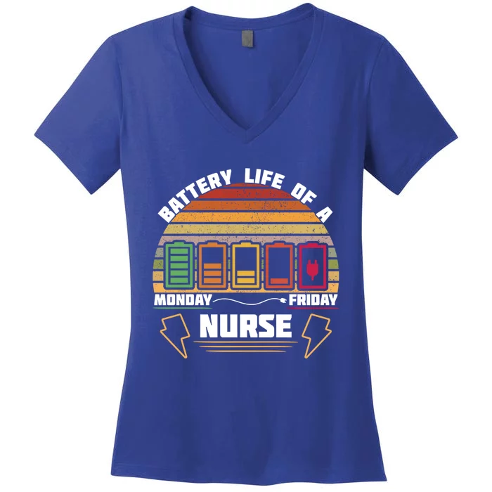 Battery Life Of A Nurse Cna Funny Gift Women's V-Neck T-Shirt