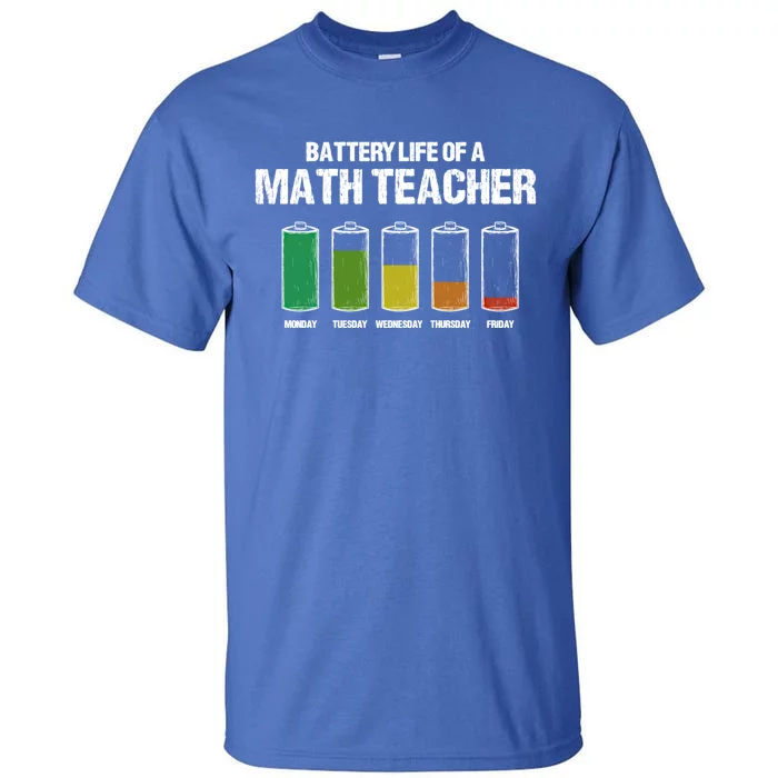 Battery Life Of A Math Teacher Pun Algebra Teacher Joke Gift Tall T-Shirt