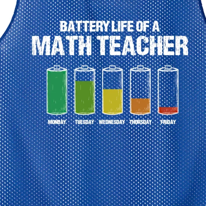 Battery Life Of A Math Teacher Pun Algebra Teacher Joke Gift Mesh Reversible Basketball Jersey Tank