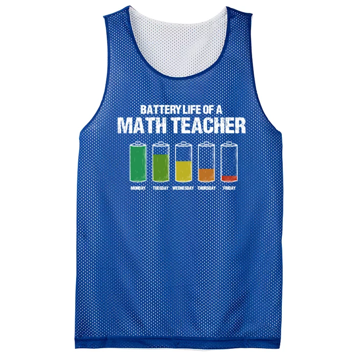 Battery Life Of A Math Teacher Pun Algebra Teacher Joke Gift Mesh Reversible Basketball Jersey Tank