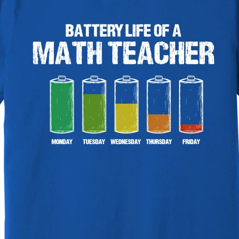 Battery Life Of A Math Teacher Pun Algebra Teacher Joke Gift Premium T-Shirt