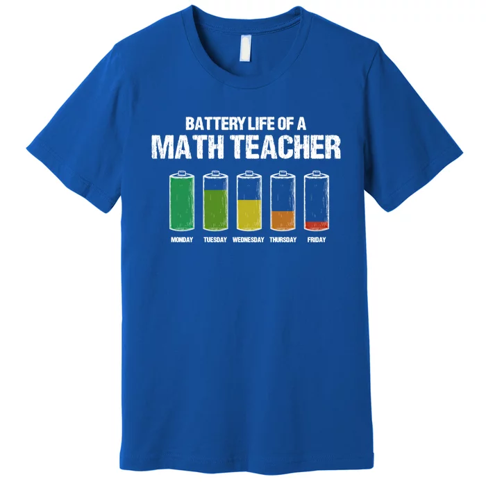 Battery Life Of A Math Teacher Pun Algebra Teacher Joke Gift Premium T-Shirt