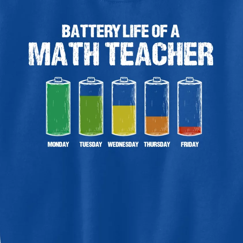 Battery Life Of A Math Teacher Pun Algebra Teacher Joke Gift Kids Sweatshirt