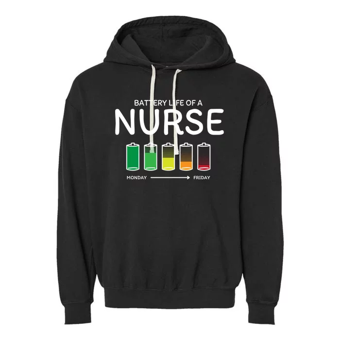 Battery Life Of A Nurse Friends Nursing Buddy Rn Funny Gift Garment-Dyed Fleece Hoodie