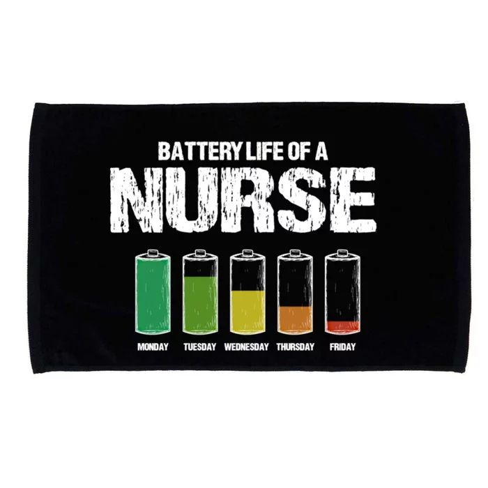 Battery Life Of A Nurse Pun Nursing Joke Rn Coworker Funny Gift Microfiber Hand Towel