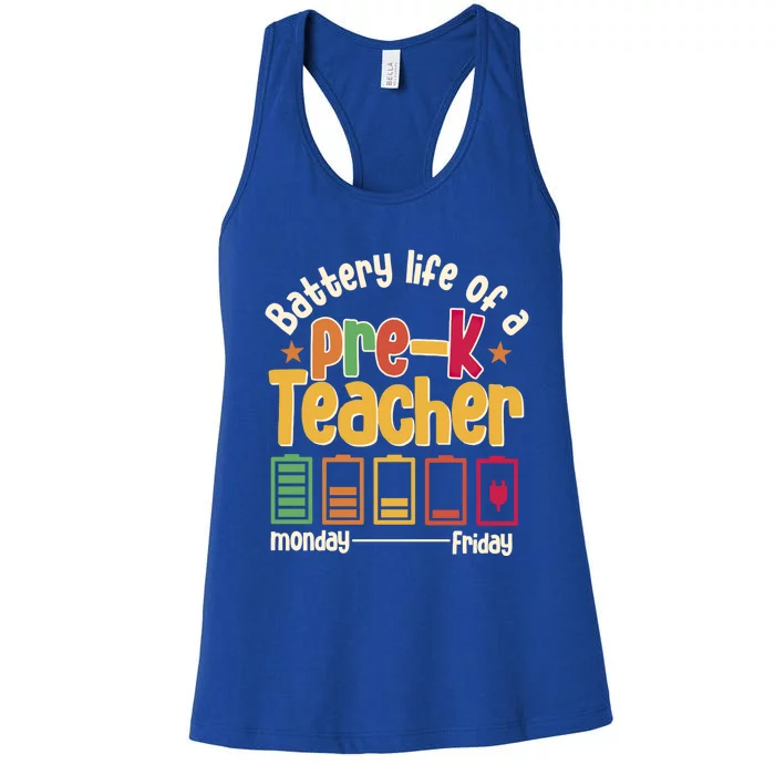 Battery Life Of A Pregiftk Teacher Back To School Student Gift Women's Racerback Tank