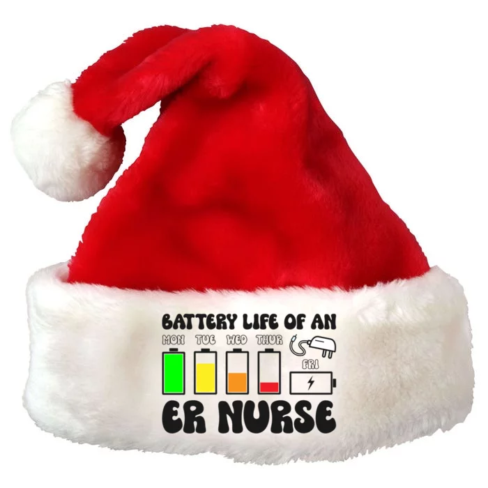 Battery Life Of An Er Nurse Emergency Nurse Funny Gift Premium Christmas Santa Hat