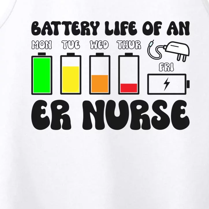 Battery Life Of An Er Nurse Emergency Nurse Funny Gift Performance Tank