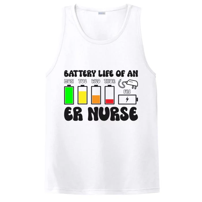 Battery Life Of An Er Nurse Emergency Nurse Funny Gift Performance Tank