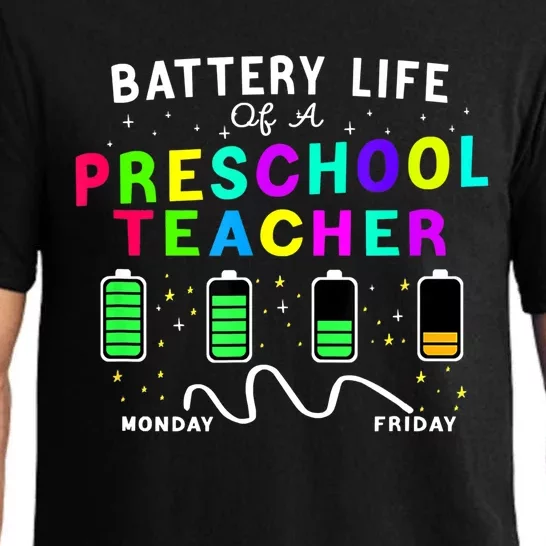 Battery Life Of A Preschool Monday Friday Teachers Students Funny Gift Pajama Set