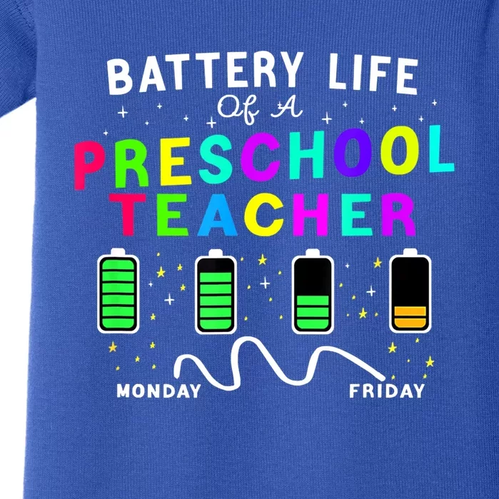 Battery Life Of A Preschool Monday Friday Teachers Students Funny Gift Baby Bodysuit