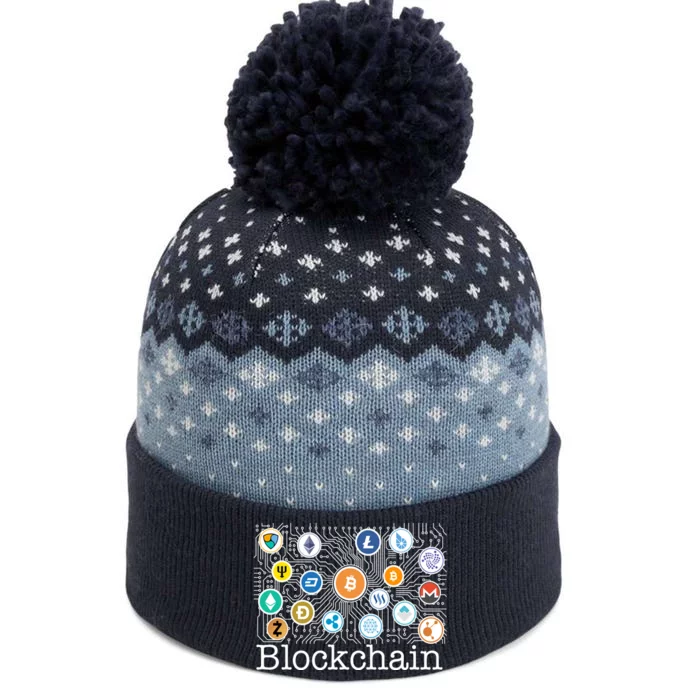 Blockchain Cryptocurrency Logos The Baniff Cuffed Pom Beanie