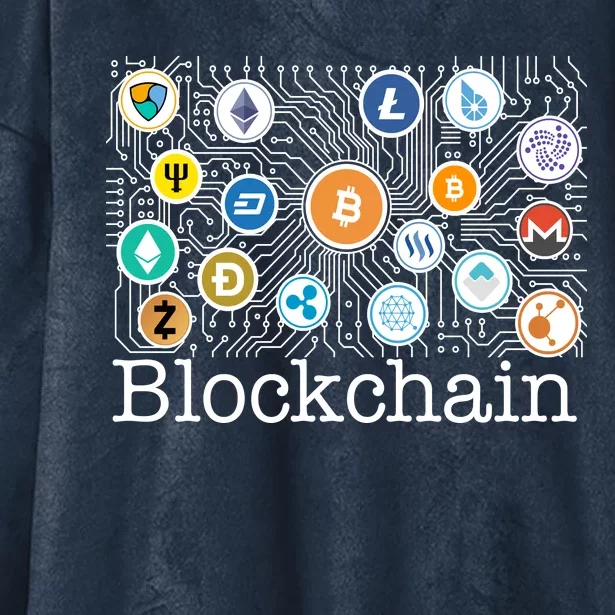 Blockchain Cryptocurrency Logos Hooded Wearable Blanket