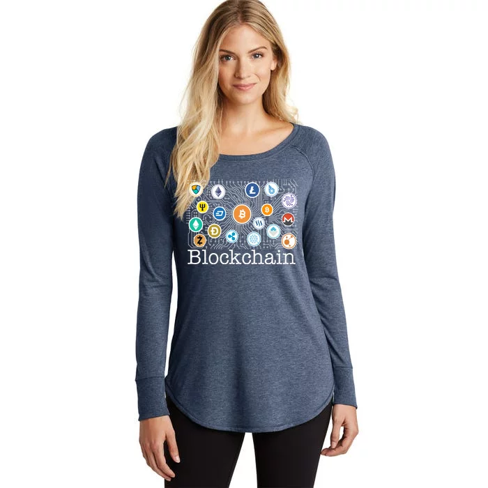 Blockchain Cryptocurrency Logos Women's Perfect Tri Tunic Long Sleeve Shirt