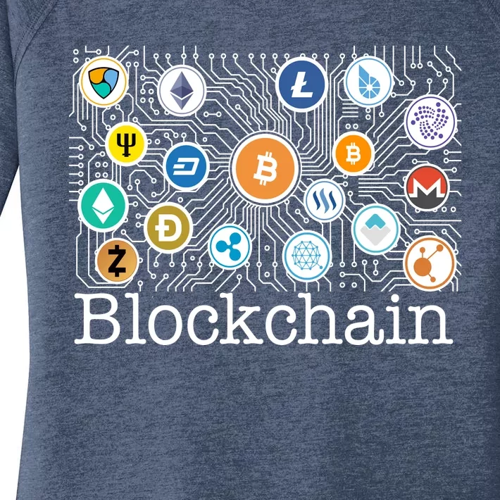 Blockchain Cryptocurrency Logos Women's Perfect Tri Tunic Long Sleeve Shirt