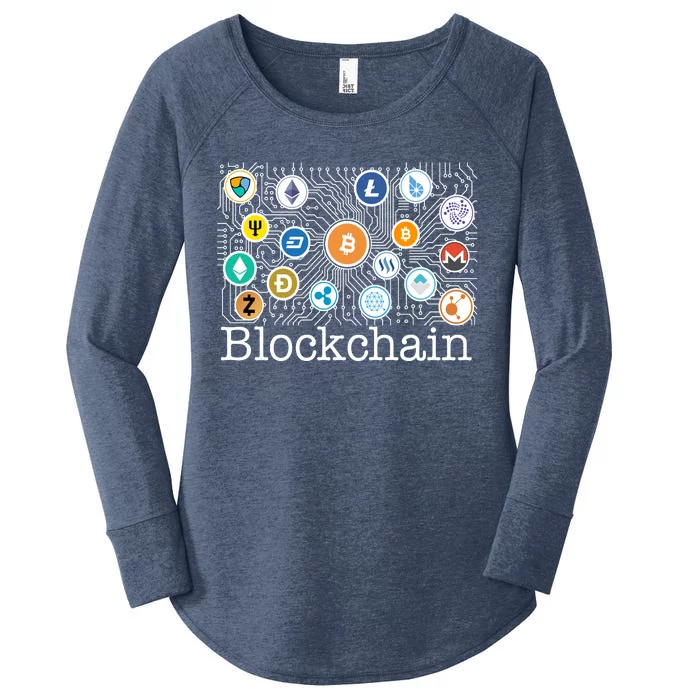 Blockchain Cryptocurrency Logos Women's Perfect Tri Tunic Long Sleeve Shirt